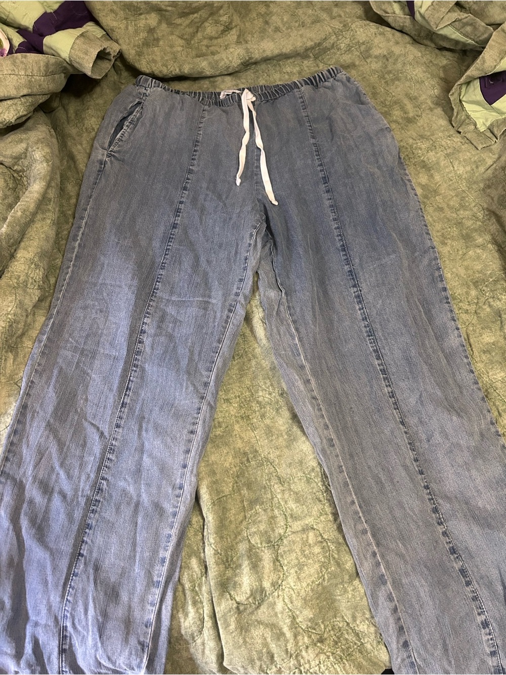 Jane and Delancey Light Blue Wide-Leg Drawstring Jeans
